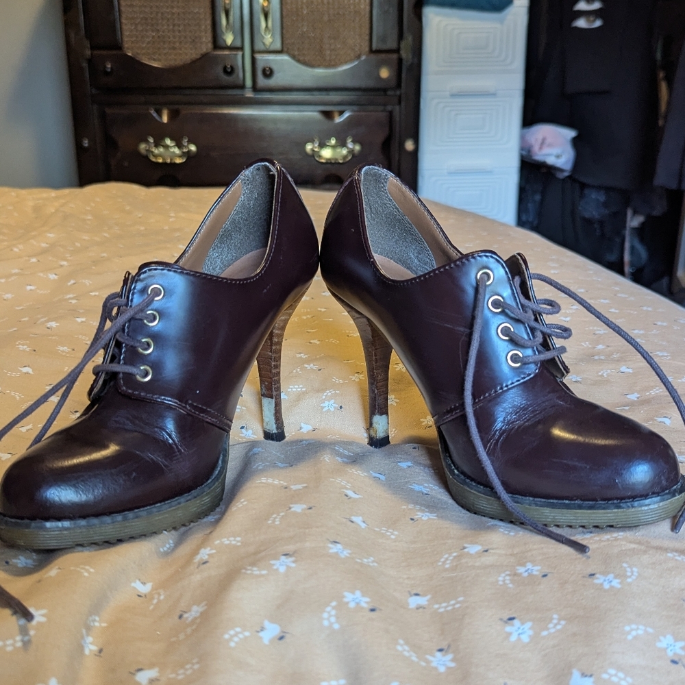 Dr Marten Ofira Oxford Stiletto Heels Oxblood Deadstock Zita Collection Leather